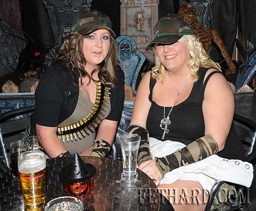 Photographed at the Halloween Party at Lonergan's Bar are L to R: Rebecca O'Connell and Leanne Hickey