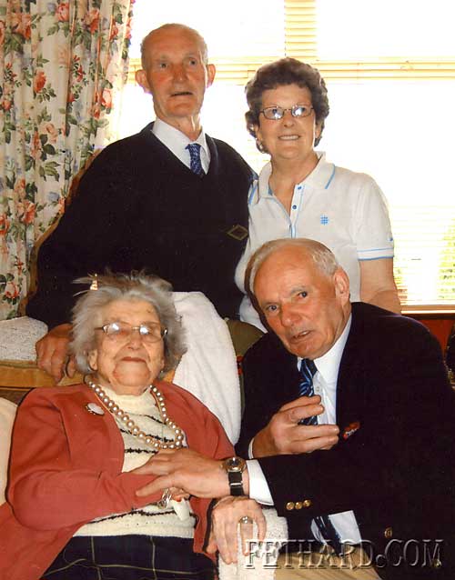 Liz Sheehan, St. Patrick's Place, Fethard, photographed with her two brothers and aunt, Anastasia Kealy, who will celebrate her 106th birthday on 5th July 2009. Back L to R: Jimmy Kealy, Liz Sheehan and Front L to R: Anastasia Kealy and Willie Kealy