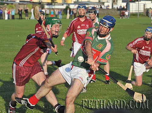 Gary Fitzgerald (Ballingarry) attempting to block down Eoin Kelly (Mullinahone) in their senior hurling championship match played in Fethard last Saturday
