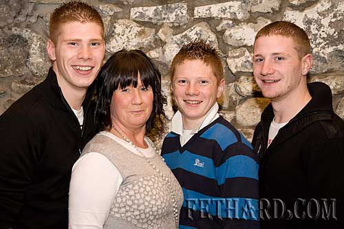 Hilda Laslett photographed with her three sons L to R: Ryan who was celebrating his 18th birthday, Ashley and Wayne.