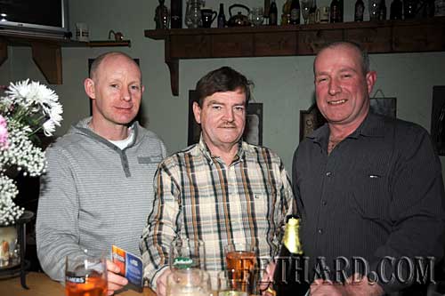 Photographed at the Benefit Night for ‘Missing in Ireland Support Service’ at The Castle Inn are L to R: Christopher Mullins, Brud Roche and John Pollard.