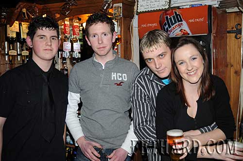 Photographed at the Benefit Night for ‘Missing in Ireland Support Service’ at The Castle Inn are L to R: Ross Blackett, Paul Kenrick, Darren Sharpe and Anna Baker.