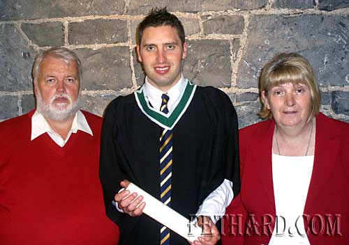 Brian Kenny, St. Patrick's Place, Fethard, photographed with his parents Brendan and Mary, at his Graduation with an Honours Degree in English and History at NUI Galway.