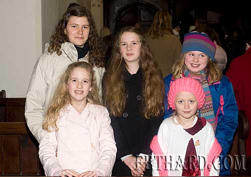 Photographed at the Annual Carol Service at Holy Trinity Church on Sunday 20th December are Back L to R: Anne Schlueter, Caroline Stokes, Dorothy Wall. Front L to R: Zoë Stokes and Annica O'Connor. 