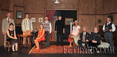 Fethard Players cast of 'Any Number Can Die' photographed on stage after their very succesful six-nights performance in the Abymill Theatre. L to R: John Fogarty, Mia Treacy, Matt O'Sullivan, Deirdre Dwyer, Pat Brophy, Jimmy O'Sullivan, Marian Gilpin, Colm McGrath, Anne Connolly and Gerry Fogarty. The play was produced by Austin O'Flynn.