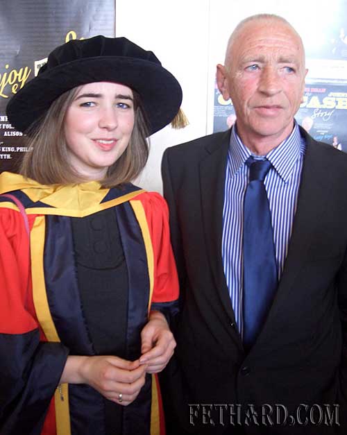 Dominic Morrissey, formerly from Main Street (beside Post Office), photographed with his daughter Saibh, who was recently awarded a Doctor of Philosophy degree by DCU.