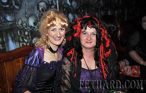 At the Halloween Party in Lonergans were L to R: Barbara Gras and Caroline Flanagan 