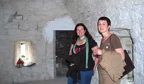 South Tipperary  Heritage Officer, Labhaoise McKenna (left) and Amanda Pedlow from Offaly investigate the interior of the Tower.