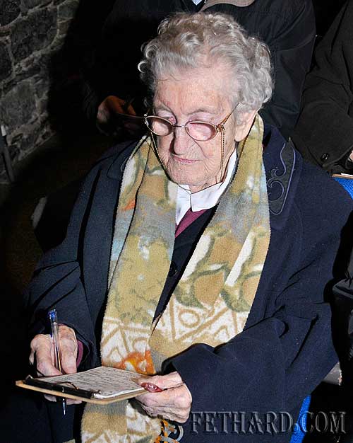 All the Nines — 99, a very relevant call for Mary Hennessy from Killenaule who was photographed last Thursday night playing Bingo in the Abymill Theatre in Fethard. Mary is 99 years of age and will celebrate her 100th birthday this week. Congratulations from all your friends in Fethard Mary!