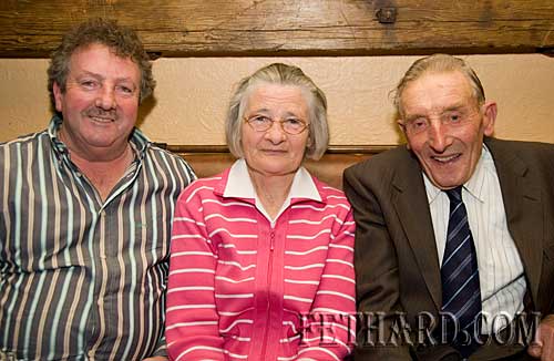 Photographed at the celebration to honour the 75th anniversary of Moyglass senior hurlers victory in the south championship of 1934 were L to R: Matty Tynan, Nancy Fanning and Tom Fanning