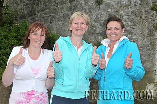 In training for the Fethard Ladies Football 'Parachute Jump' are L to R: Maureen McCarthy, Alice Butler and Caroline Sheehan