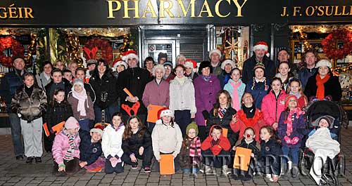 Some of the large group of children and adults that turned out for the Annual Christmas Carols on the streets of Fethard in aid of the CRC 'Santa Bear Appeal' on Thursday 17th December.