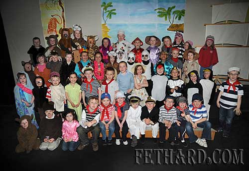 Full group of Nano Nagle Primary School Junior and Senior Infant classes photographed after their production of 'Toby's Ark' in the Abymill Theatre, Fethard.
