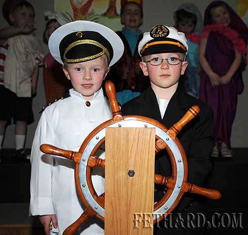 L to R: Toby Collier and  Micheál Quinlan photographed in their school production of 'Toby's Ark' 
