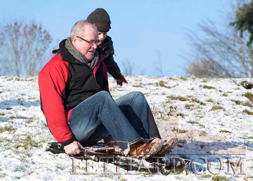 Peter O'Brien enjoying the snow in Fethard last Sunday