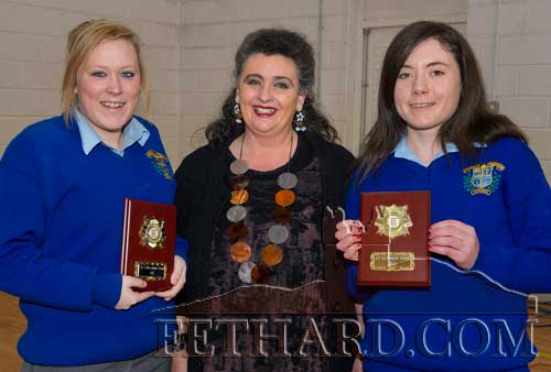 Special Achievement Awards were presented by Ms Pat Looby (centre) to Kate O’Donnell (right) and Rachel O’Meara for Art at the Fethard Patrician Presentation Secondary School Awards Day 2012. 