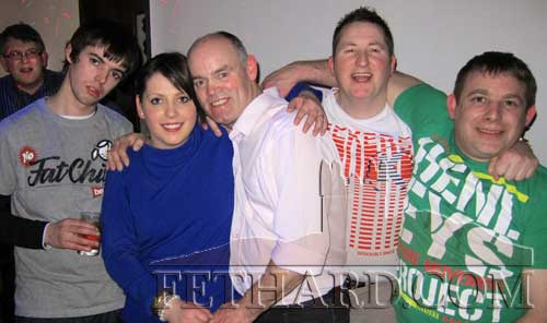 Photographed at 'Blind Date' in Lonergan's Pub are L to R: Stephen Murray, Ciara Hickey, Martin Shelly, James Dorney and Laurence McHugh.