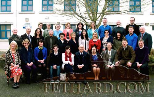 Fethard Patrician Presentation Secondary School staff members and retired staff members photographed on the occasion of Michael O'Gorman's retirement from teaching. Back L to R: Marie Maher, Deirdre Mulhall, Anne O'Donnell, Cathriona McKeogh, Margaret O'Neill, Bernie O'Connor, Justin McGree, Connie Sullivan, Liam O'Brien. Middle L to R: Denis Burke, Dick Prendergast,  Edel Vaughan, Vincent Doocey, Margaret Prendergast, Mary O'Sullivan, Gwen Cronin, Nuala Aherne, Orla Barrett, Majella Whelan, John Cummins, Paddy Broderick. Front L to R: Marian Gilpin, Mary Lysaght, Mary Ann Fogarty (deputy principal), Barry O'Gorman, Sinead O'Gorman, Michael O'Gorman, Margaret O'Gorman, Ernan Britton (principal), Noel Maher and Michael Leonard.