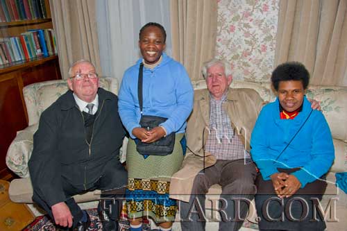 Photographed at the Presentation Sisters 150th Anniversary Celebrations in Fethard are L to R: Gus Fitzgerald, Sr. Clementina (Zambia), Percy O'Flynn and Sr. Regina (Papua New Guinea).