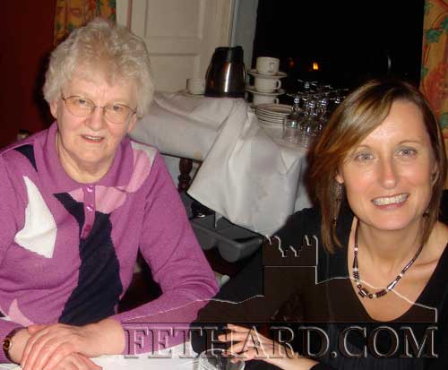Agnes Evans and Michelle O'Donoghue photographed at the Fethard Knitting Group's winter party at Raheen House