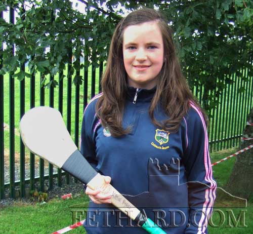 Katie Ryan, Tullamaine took part in the girls long puck at the Community Games County Finals.