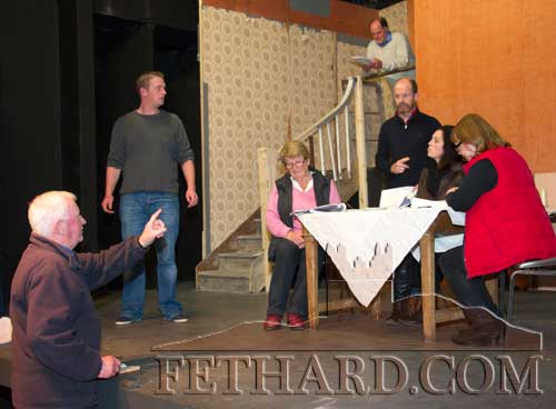Producer Austin O'Flynn (left) directing cast members at rehearsal for Fethard Player's forthcoming production of 'Arsenic and Old Lace' which will commence a six night run in the Abymill Theatre on November 17. Booking at Fethard Post Office Tel: 052 6131217.