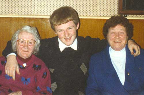 Christy Allen, who died on November 4, 2014, photographed some years ago, with his late grandmothers Mary Nagle (left) and Monica Allen (right)