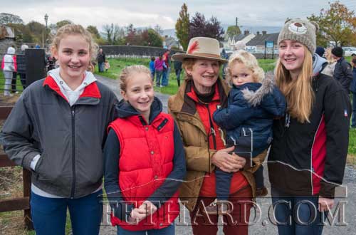 Rosemary Lalor photographed with her nieces at the Opening Meet of Tipperary Foxhounds.