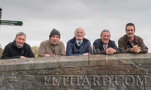Having a good view of the Oppening Meet by Fethard Town Wall are L to R: Eamon Kennedy, Francis Lonergan, Jimmy Mullins, Michael Shine and Gene Lawrence.