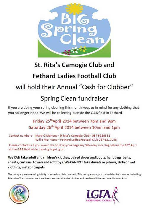 St. Rita's Camogie Club Fethar 'Cash for Clobber' Spring Clean fundraiser