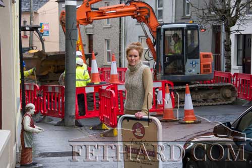Emily Sayers photographed outside her Delicatessen in Burke Street where business is open as normal despite the road being blocked for the next two months