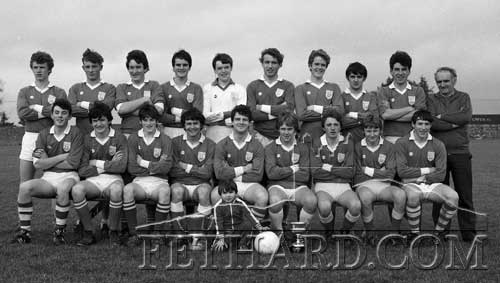 Fethard Minor Football Team South and County Champions 1985 Back L to R: Willie O'Meara, Fergus McCormack, Liam Ryan, Paul Hayes, David Kane, Brian Burke, Eddie Sheehan, Colm Kehoe, Chris Coen, Jimmy O'Shea (trainer). Front L to R: Andy O'Donovan, Michael Ryan, Willie Morrissey, Gerry Murphy, Dermot Hackett (captain), Johnny Connolly, Paul Mullins, Shay Ryan and Kevin Burke. Mascot in front is Colm Coen. Also on the team was Michael O'Riordan (Kerry Street), Eddie Sheehan, Tom McCarthy and Adrian Bradshaw.