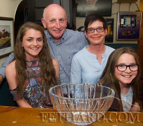 Abaigeal Maher, winner of the Butler’s Bar Fethard Sports Achievement Award for May, is photographed above with her parents and sister from Rathkenny, Fethard. L to R: Abaigeal, Micheál, Siobhán and Isabelle Maher.
