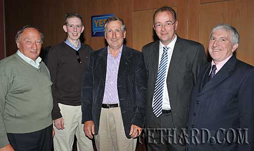 Photographed at Pat Cox, former President of the European Parliament and lead spokesman for the yes campaign to the Lisbon referendum, address to Clonmel Chamber of Commerce were: L to R: Austin Kenny, Aidan O'Dwyer, Tom Kenny, Don Davern and Benny Tynan.