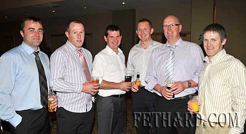 Photographed at the Killusty Soccer Club's 40th anniversary dinner dance held last weekend in Clonmel are L to R: Damien Byrne, Micéal Spillane, Michael Ryan, P.J. Ahearne, John Hurley and Willie Morrissey.