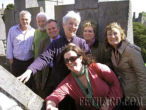 Taking in the impressive view from Fethard’s Mural Tower are members of the Irish Landmark Trust and local representatives L to R: Tim Robinson (Fethard Historical Society), Tom O’Reilly (South Tipperary County Council's Housing Section’s Senior Executive Engineer), Cllr John Fahey; Margaret Quinlan (Consultant Conservation Architect); Labhaoise McKenna (Heritage Officer South Tipperary County Council); Mary O’Brien (Irish Landmark Trust) and Caroline Crowley (Irish Landmark Trust).
