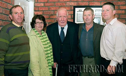 Photographed at the celebration to honour the 75th anniversary of Moyglass senior hurlers victory in the south championship of 1934 were L to R: Eddie Maguire, Anne Maguire, Joe Ahern, Derry O'Dwyer (snr) and Derry O'Dwyer (jun).