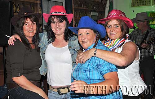 Enjoying the 'Wild West Night' at Lonergan's Bar are L to R: Tina Dorney, Ann Needham, Fiona Dorney and Vera Dorney.