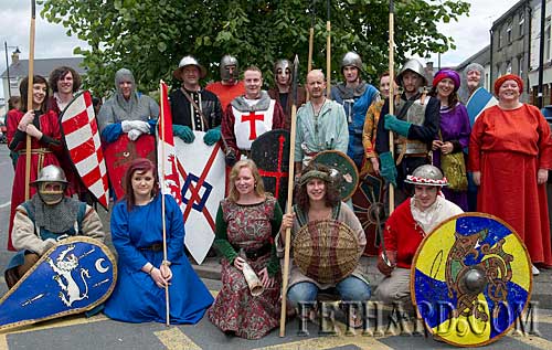 Fethard's medieval re-enactors photographed at the start of the Fethard Town Wall Medieval Festival Parade