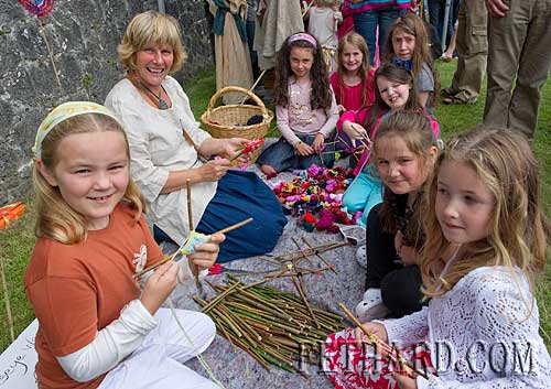 Children taking part in a craft workshop at Fethard Medieval Festival