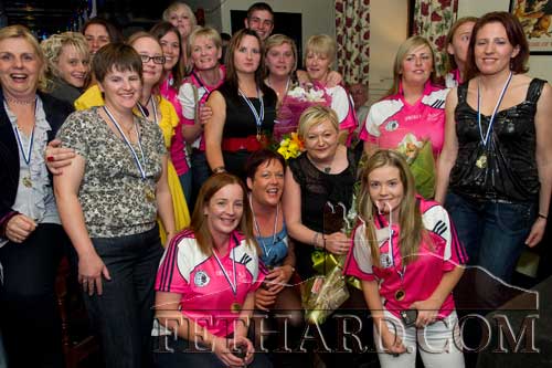 Irene Sharpe, proprietor of The Castle Inn, photographed with members of the Fethard Gaelic4Mothers team at their social function held in The Castle Inn last weekend.