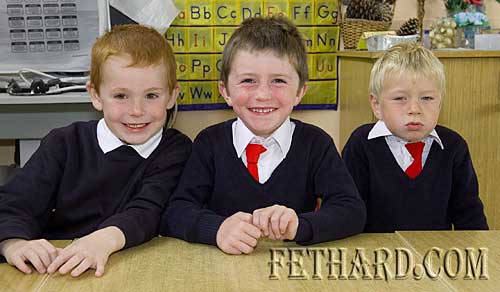 Starting school at Holy Trinity National School Fethard were L to R: John Coady, David O'Brien and David O'Donnell.