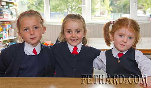 Starting school at Holy Trinity National School Fethard were L to R: Kaycie Ahearne, Áine Connolly and Holly Hayes.