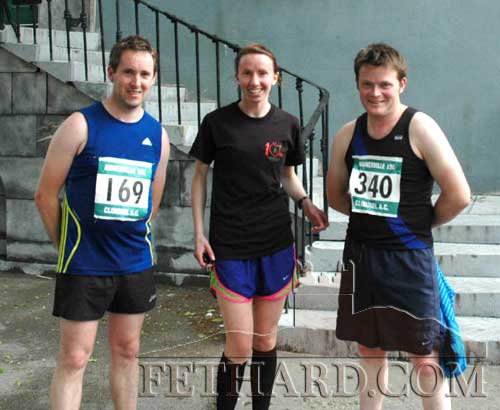 L to R: athletes James Denn, Siobhan Doherty (ladies winner) and Michael Moclair photographed at the Annerville 10K Roadrace in Clonmel