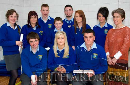 Student Council Certificates were presented by Mr Ernan Britton (principal) to the following students. Back L to R: Aobh O'Shea (4th Year), Shannon Dorney (3h Year), Ronan Fitzgerald (5th Year), Mike Earl (2nd Year), Andrew Maher (6th Year), Aine Proudfoot (2nd Year), Emma Hayes (5th Year), Ms Marie Maher (teacher). Front L to R: James Maher (4th Year), Jane Fitzgerald (6th Year) and Adam Fitzgerald (3rd Year).