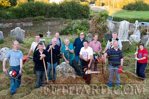   Redcity Cemetery clean-up by local Tullamaine residents assisted by members of Fethard Tidy Towns. L to R: Seamus Barry, Martin Leahy, John Barry, Pat Burke, Kevin Shelly, Jimmy O'Shea, Michael Fitzpatrick, Joe Keane, John Slattery, Gus Smith, John O'Connell and Noreen Sheehy. 