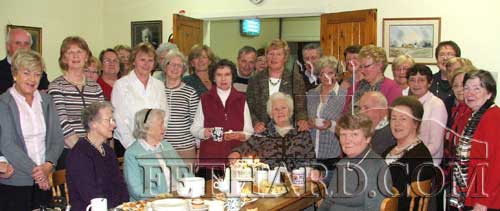 Members of Fethard Bridge Club celebrating with member Bridie Lee, Killusty, on the occasion of her 90th Birthday at their weekly game at Fethard Community Centre.