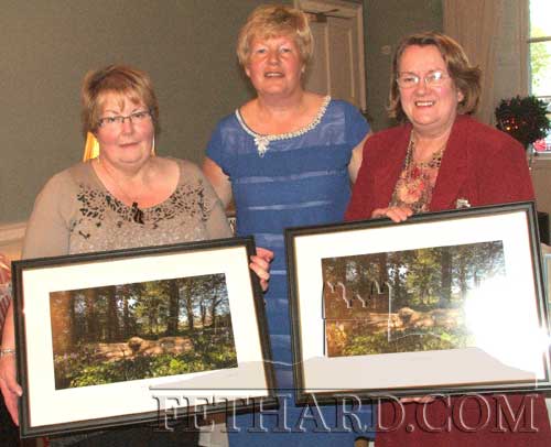 Fethard Bridge Club President Ann O'Dea (centre), presenting the Committeee Prize to Betty Walsh (left) and Monica Anglim.