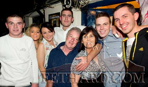 Ollie Burke photographed with his family and friends at his 'Bon Voyage' party last weekend L to R: Dean Burke, Aoife Burke, Shannon Burke, Stephen Cooney, parents Oliver and Kathleen Burke, Ollie Burke and Jeff Hanrahan.