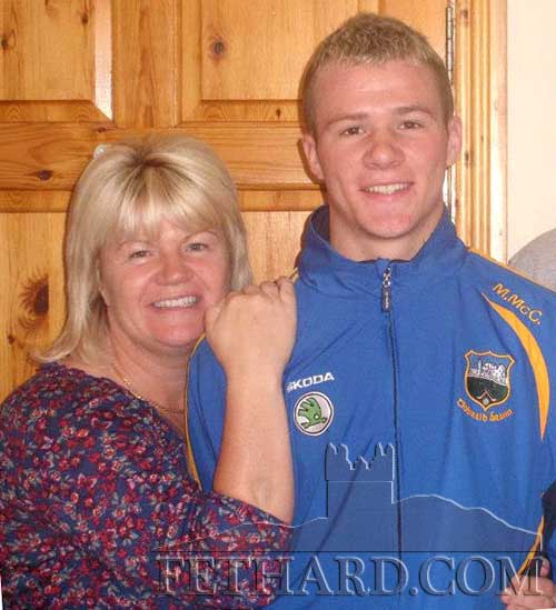 Jackie (Murphy) photographed with her son Mark who payed corner-forward with this year's All-Ireland winning Tipperary Minor Hurling Team